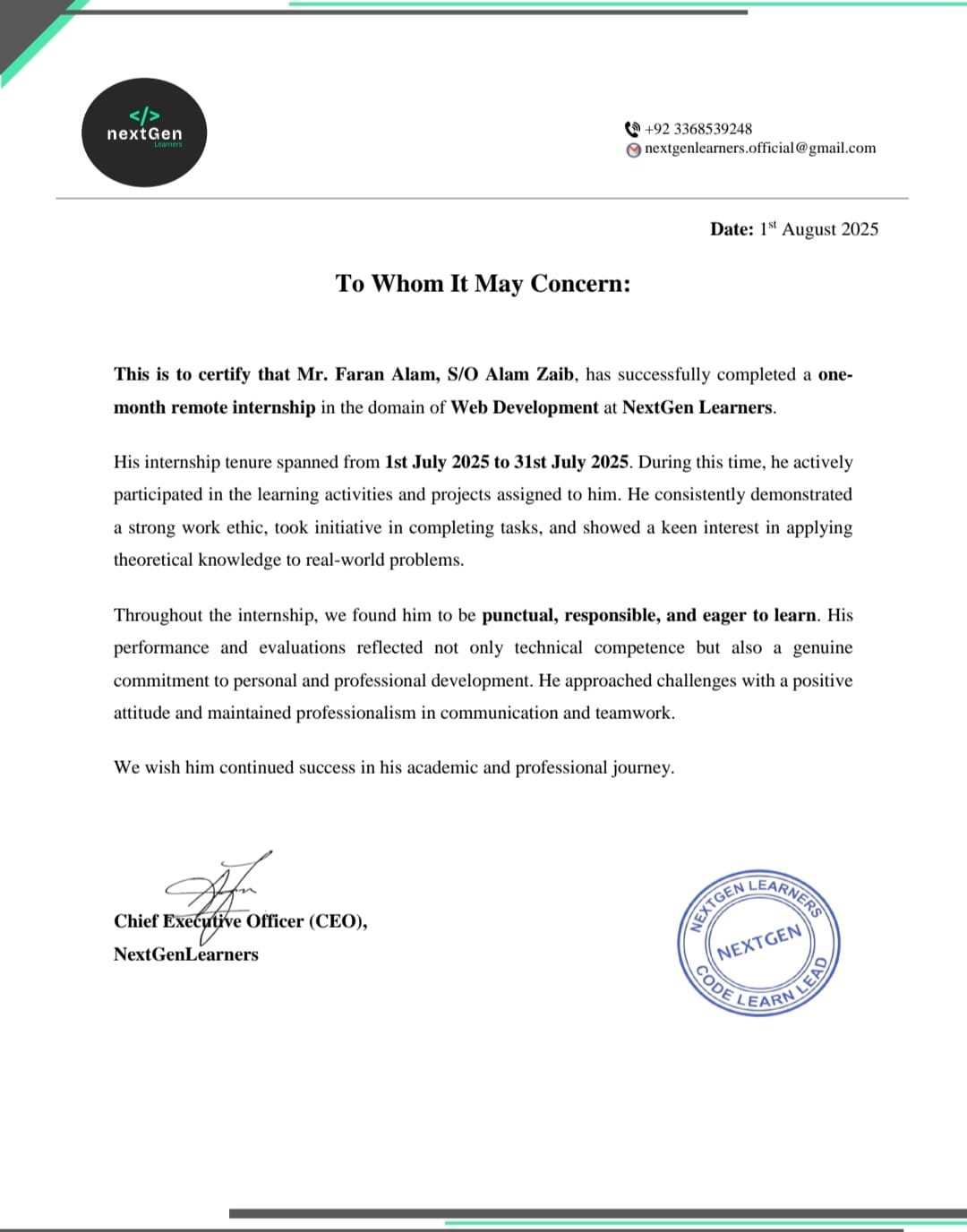 React JS Certificate